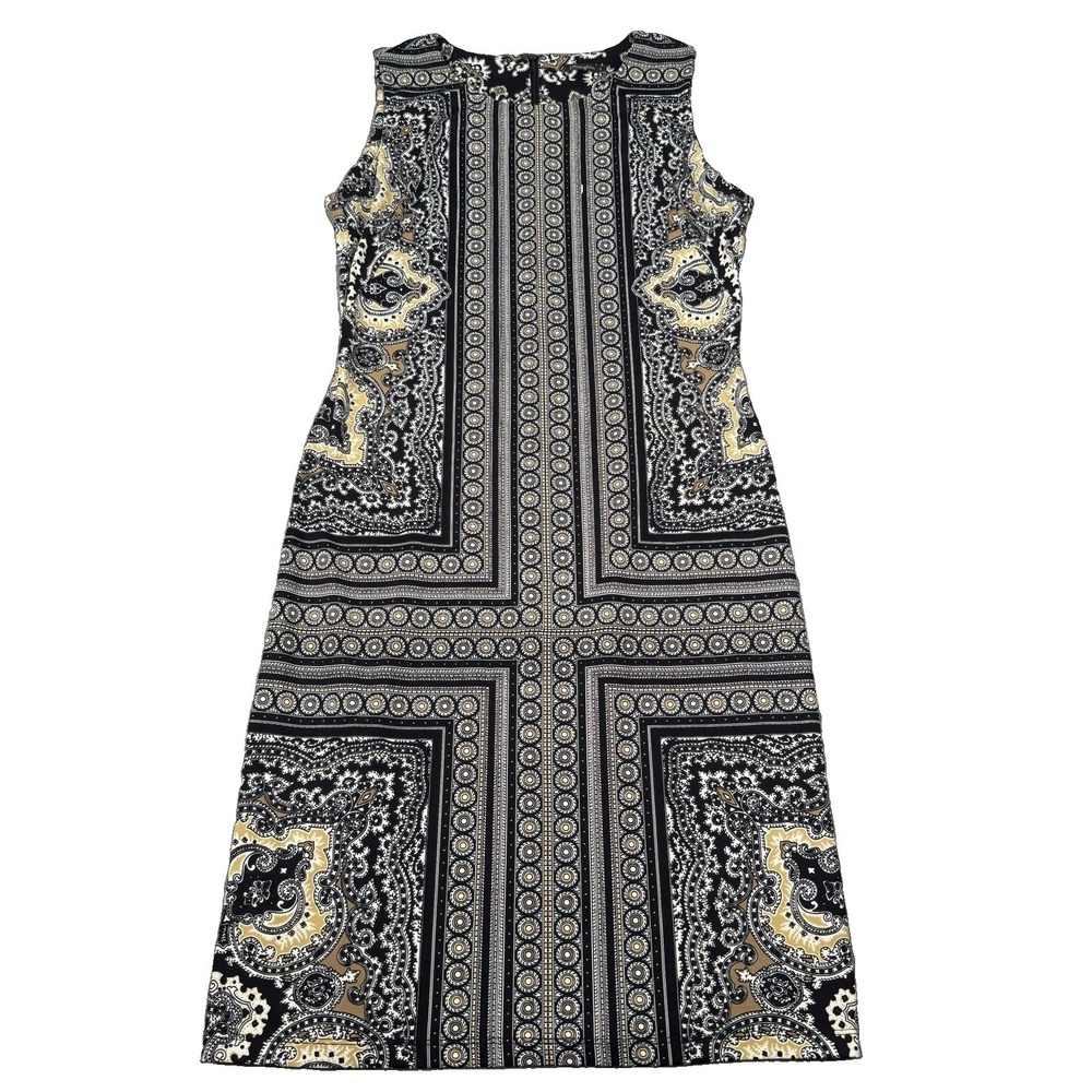 J McLaughlin Dress Womens S Black Catalina Paisley Medallion Sleeveless Sheath